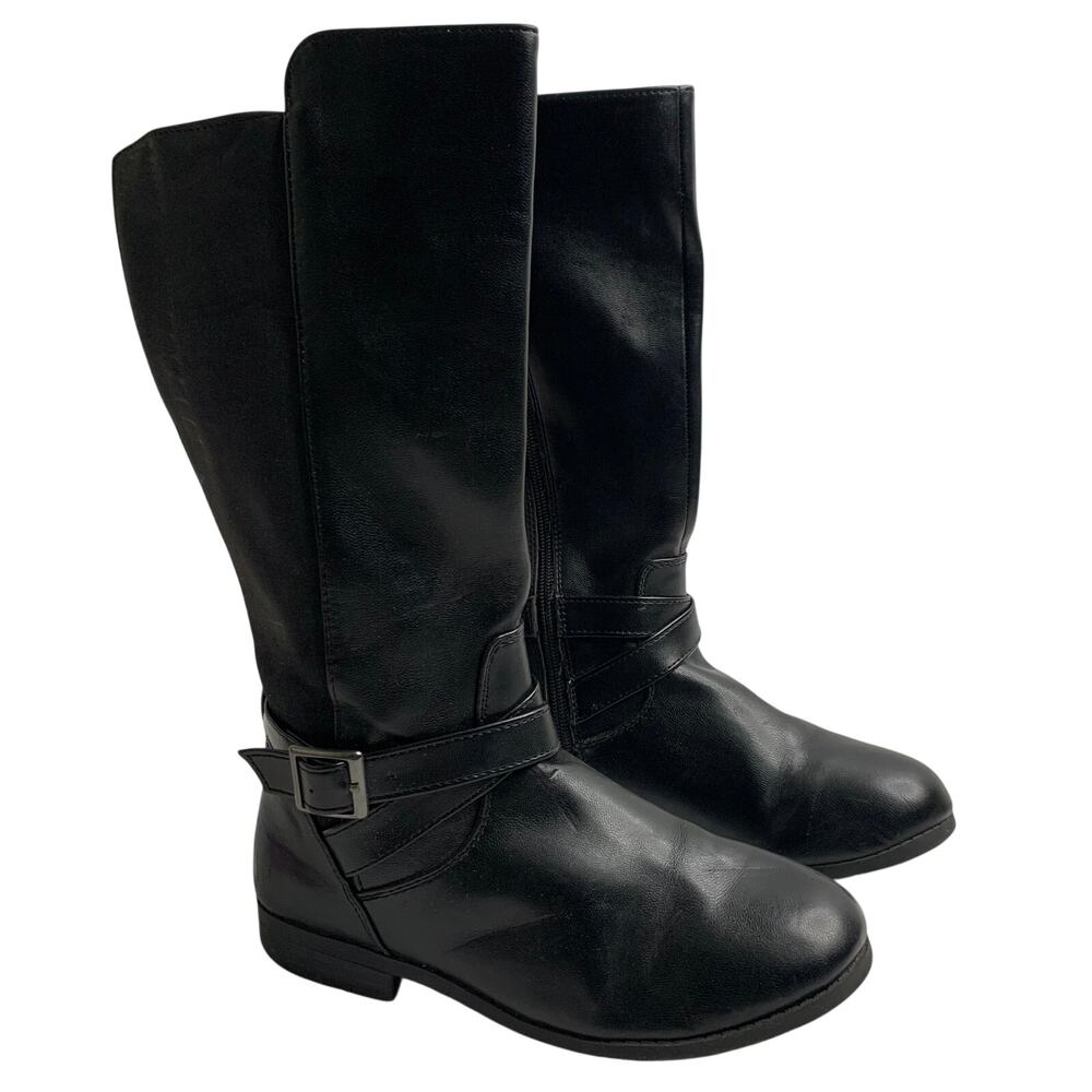 Unbranded 3M Samantha Black Faux Leather Boots Winter Youth Sz 3 Girls Winter